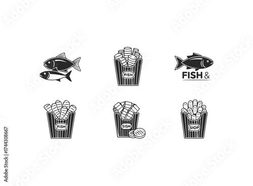 Fish and chips icons