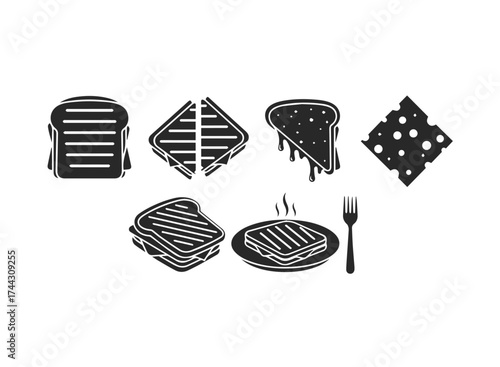 Collection of grilled sandwich icons
