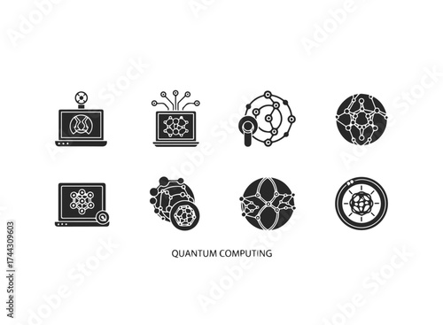 Set of quantum computing icons