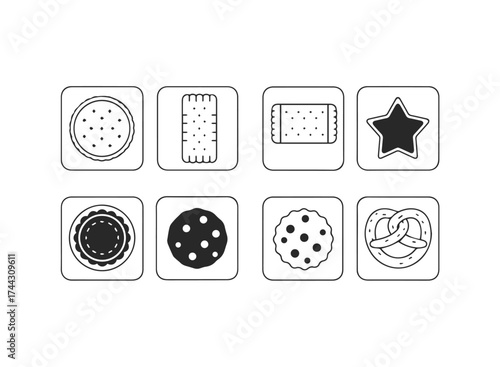 Assortment of cookie and pretzel icons