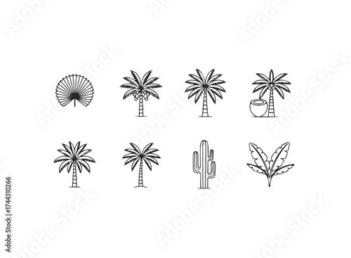Assorted tropical plants and cactus icons