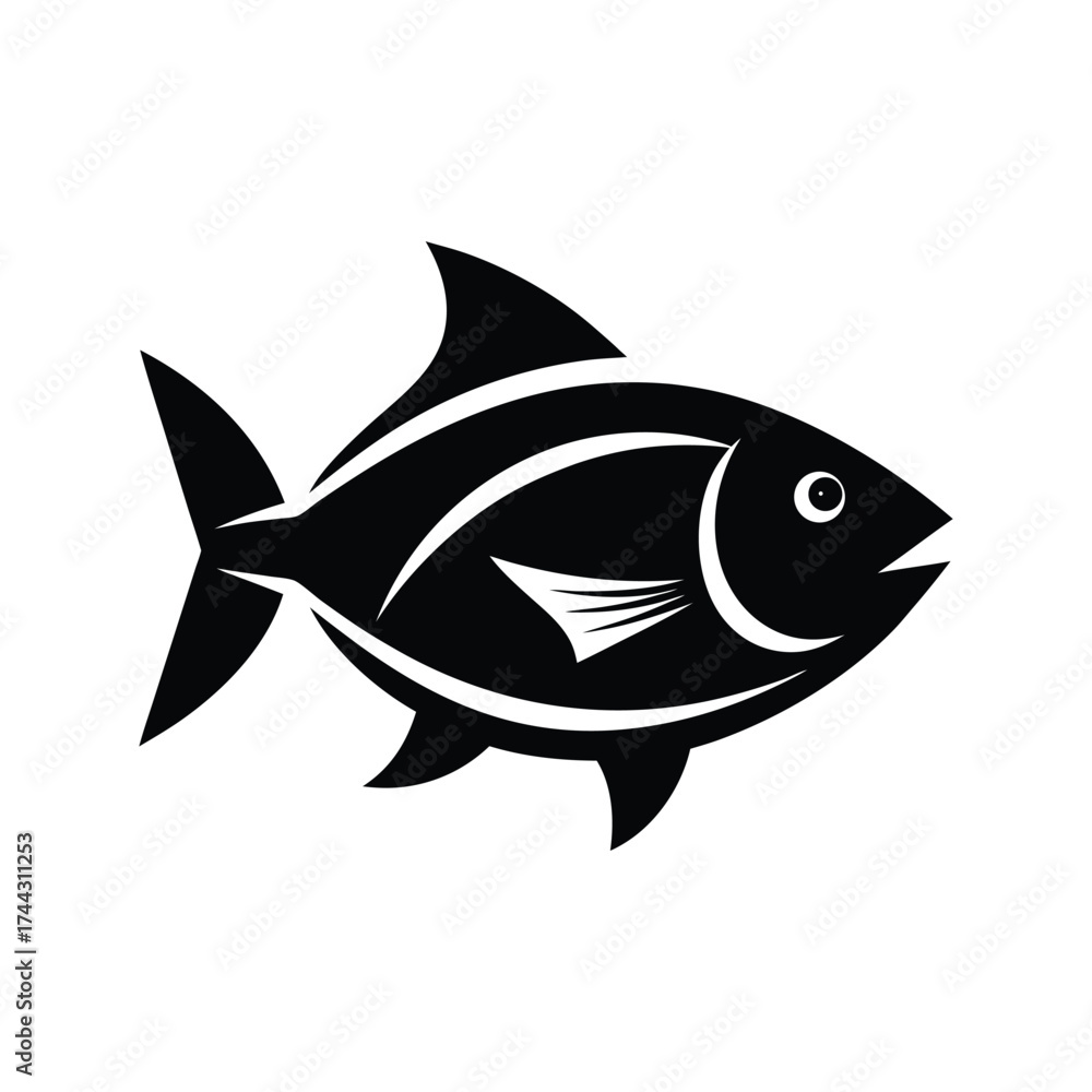 Obraz premium Stylized Fish Theme Graphic Vector Illustration