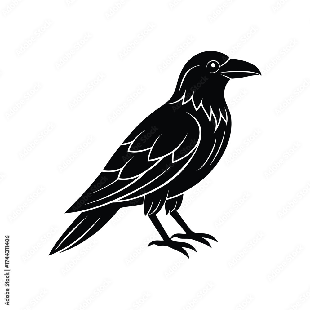 Fototapeta premium Crow Mascot Tattoo Style Silhouette Vector Illustration