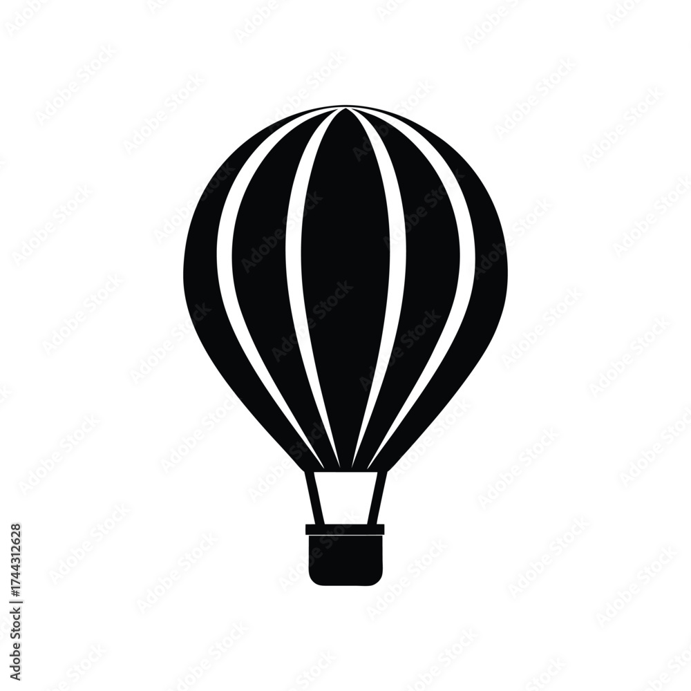 Fototapeta premium Hot Air Balloon Silhouette Logo Solid Black Vector Illustration