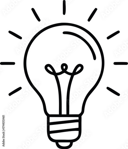 Simple line drawing of a light bulb representing ideas and innovation
