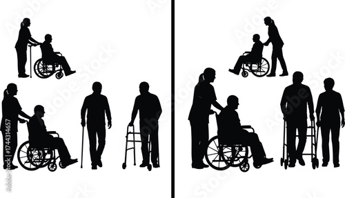 Mobility aid, caregiver, wheelchair, walker, c\compassion, medical, aging, rehabilitation, inclusive, accessibility
