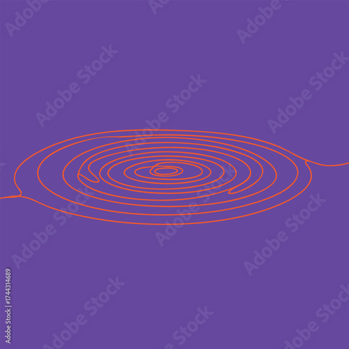 Close-up of concentric ripples on a calm water with a purple , illustrating fluid dynamics and wave patterns