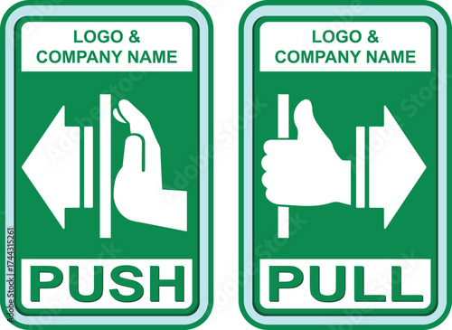 Push Pull Symbol Vector Design Templet	