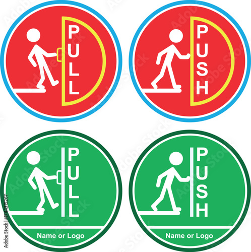 Push Pull Symbol Vector Design Templet	
