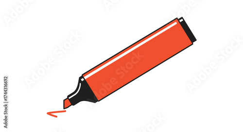 A single orange highlighter marker isolated on a clean white background
