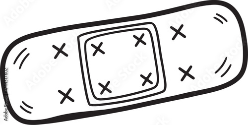 Adhesive Bandage Lineart Vector Icon.