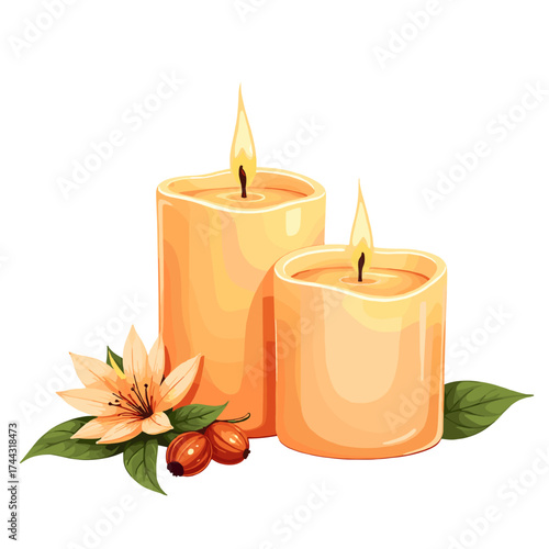 Golden christmas candles with poinsettia flowers bright glow and soft light creating cozy festive winter atmosphere for holiday celebration and decor