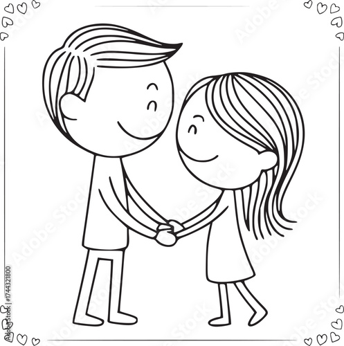 Eternal Bond: A charming illustration depicts a couple's gentle affection and heartwarming intimacy, each intertwined through shared emotions.