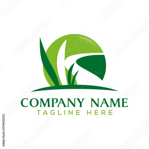K Letter lawn logo, Abstract Green Nature Landscape Grass Logo Vectors Illustrations Logo