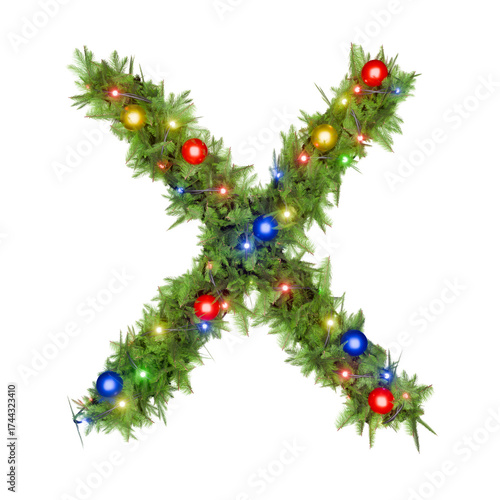 Wallpaper Mural Christmas wreath with lights and letter X. Torontodigital.ca