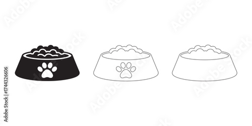 Minimal pet food bowl vector illustration