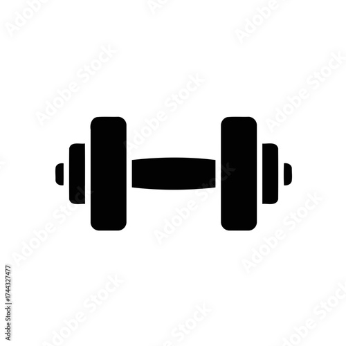 Minimalist Black Dumbbell Workout Equipment Vector Illustration