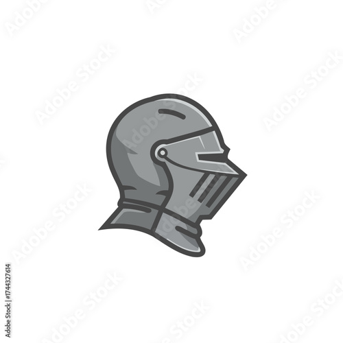 Stylized Medieval Knight Helmet Vector Illustration