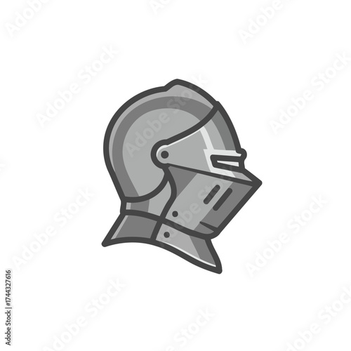 Cartoon Style Medieval Knight Helmet Vector Illustration