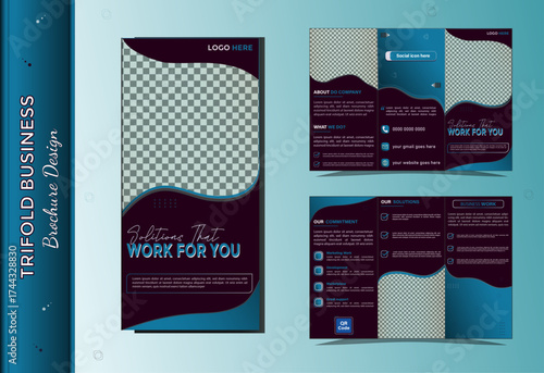 business trifold brochure template. Modern Creative and Professional tri fold brochure vector design.