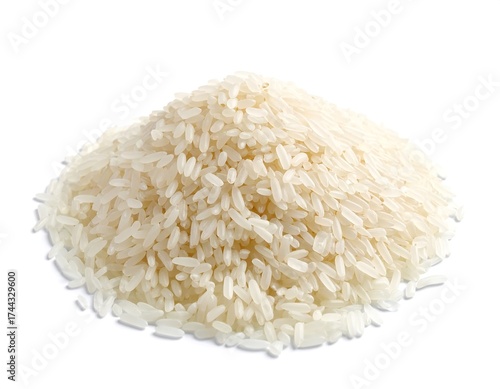 Pile of uncooked white rice grains