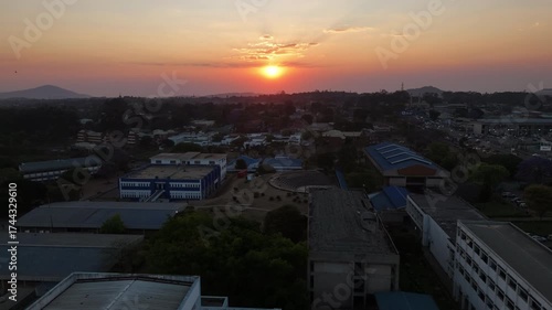 Aerial view of sunset over blantyre, Malawi