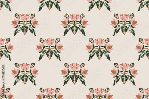 Motifs Ikat floral paisley embroidery background.geometric ethnic oriental pattern traditional.Aztec-style abstract. design for texture, fabric, clothing, wrapping, decoration