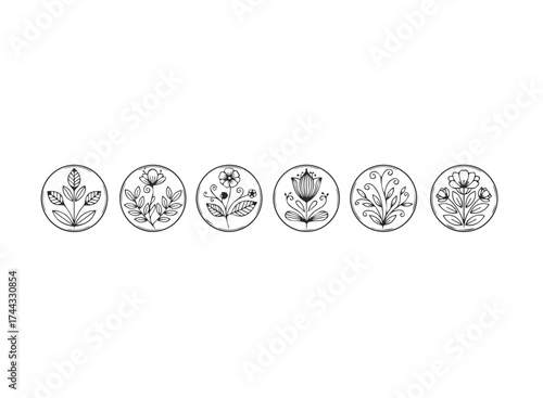 Collection of floral icons for design needs