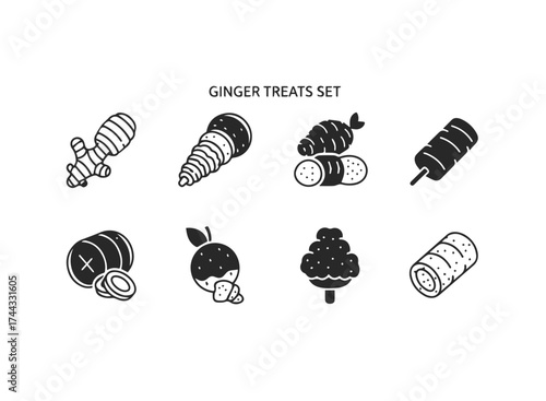 Set of ginger treats icons