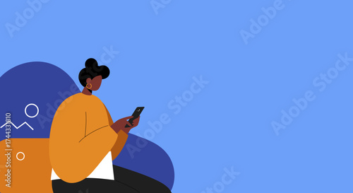 Woman scrolling on smartphone Modern digital communication online lifestyle and technology concept