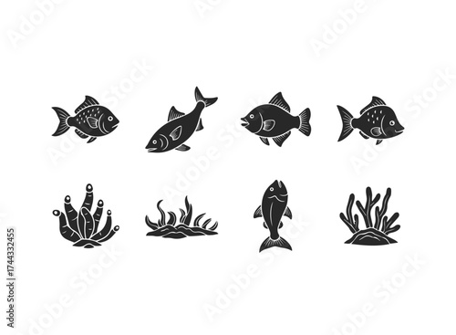 Aquatic life icons for your project needs