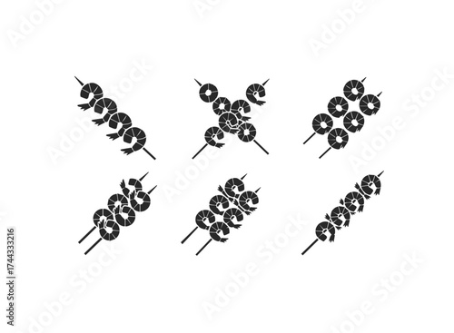 Shrimp skewer icons for your design needs