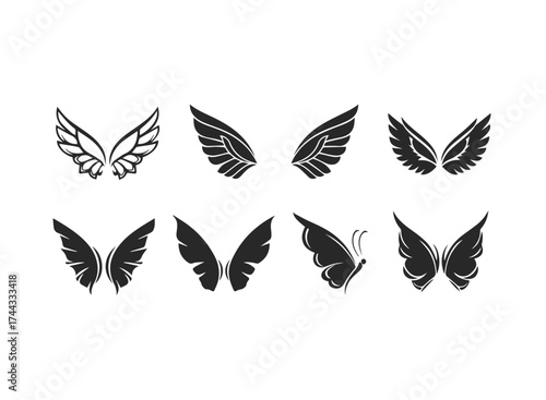 Set of various angel wings for design needs