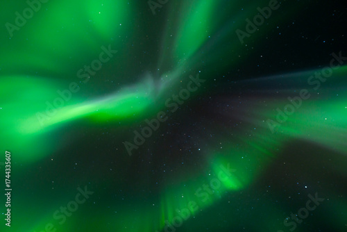 Aurora borealis Northern Lights fully covered the sky. Lapland amazing scenery
