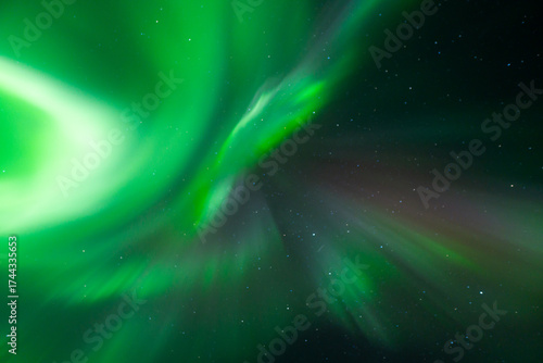 Aurora borealis Northern Lights fully covered the sky. Lapland amazing scenery
