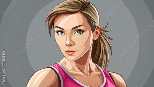 
Very beautiful and  portrait Athletic perfect body of beautiful sexy anonymous woman in pink top on grey background. Sportswear. Sports and a healthy lifestyle. Body Care white background