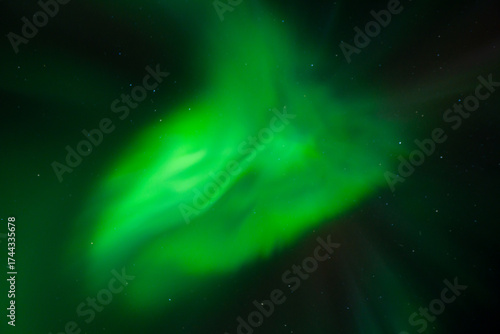 Aurora borealis Northern Lights fully covered the sky. Lapland amazing scenery