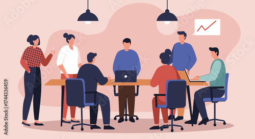 Diverse team collaborates in an office meeting planning for business growth and success