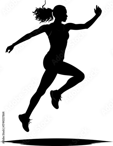 Silhouette of a female athlete jumping