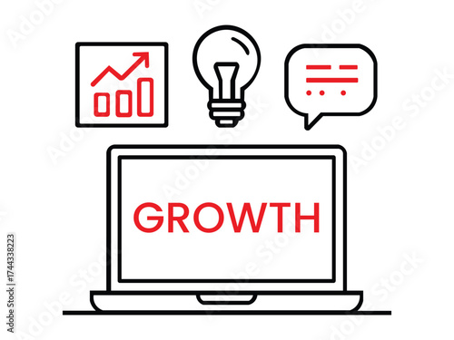 growth logo featuring a laptop and chart isolated on white background.