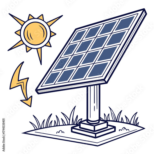 solar panel and sun