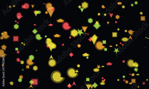 Geometric Shapes on Black Background Creating Abstract Modern Design Concept