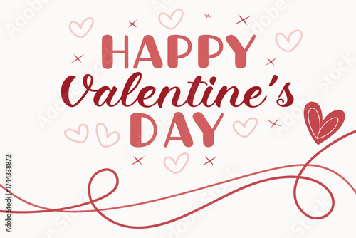 “Happy Valentine’s Day” modern text layout with heart line underneath, clean romantic vector for cards and posters.
