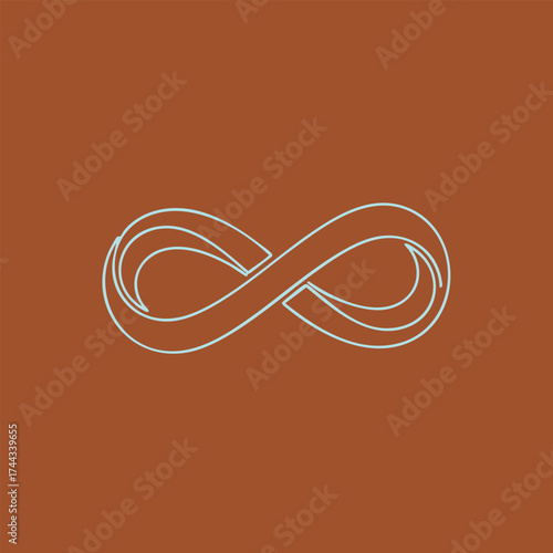 Minimalist white infinity symbol on a warm brown representing eternity and endless possibilities