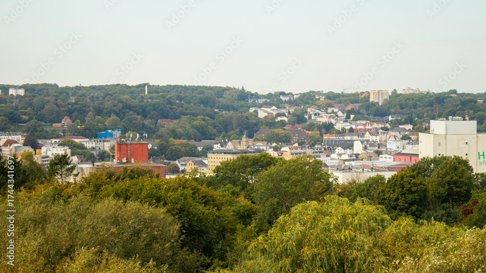 Obraz premium View of Flensburg city from above of water tower at daylight