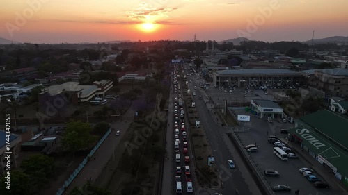 Aerial view of Blantyre malawi during sunset