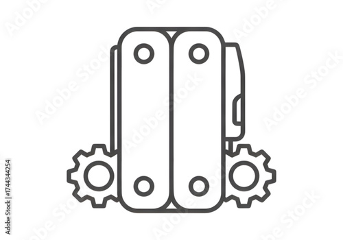  Minimal icon of a multitool gear — no background, no shadow PNG frame 