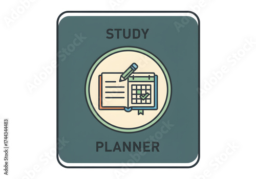 Minimal icon of a study planner book — no background, no shadow PNG