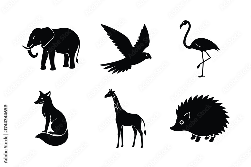 Naklejka premium Wildlife Animal Vector Art Set