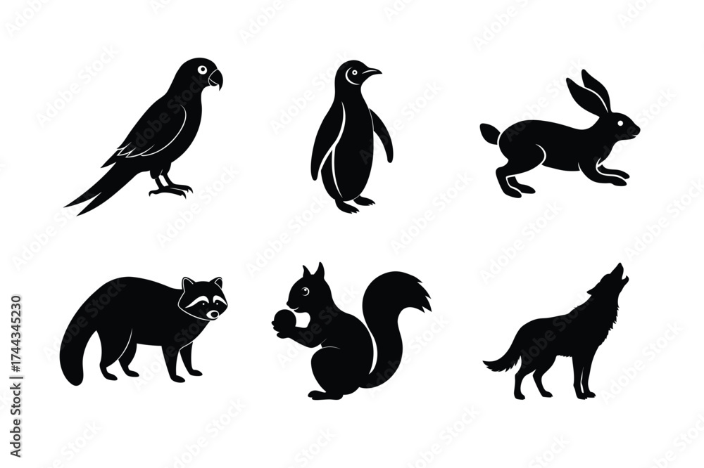 Obraz premium Set Of Animal Vector Art Collection 